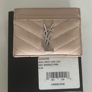 Saint Laurent mono credit card case marble pink